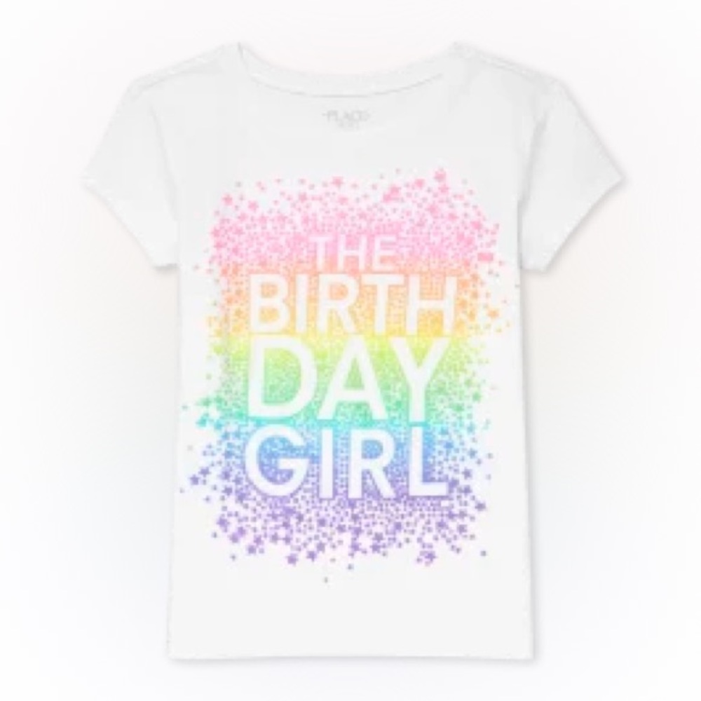 THE CHILDREN’S PLACE birthday girl star rainbow tee shirt top L 10/12